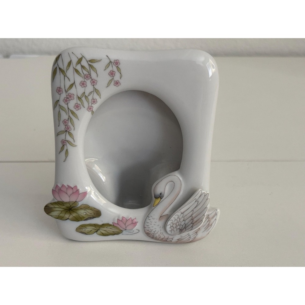 Vintage Japan Porcelain Swan Picture Frame